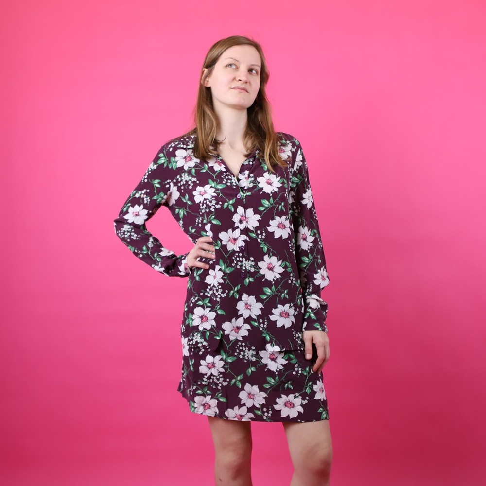 Equipment silk floral shirt dress